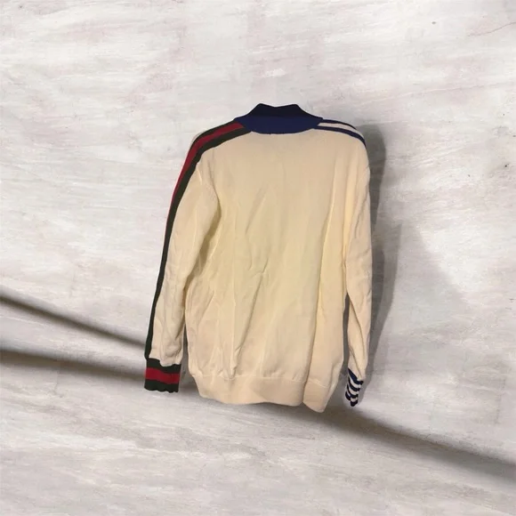 Gucci Cream Zip-Up Windbreaker with Blue & Red Stripe Accents - Picture 2 of 9